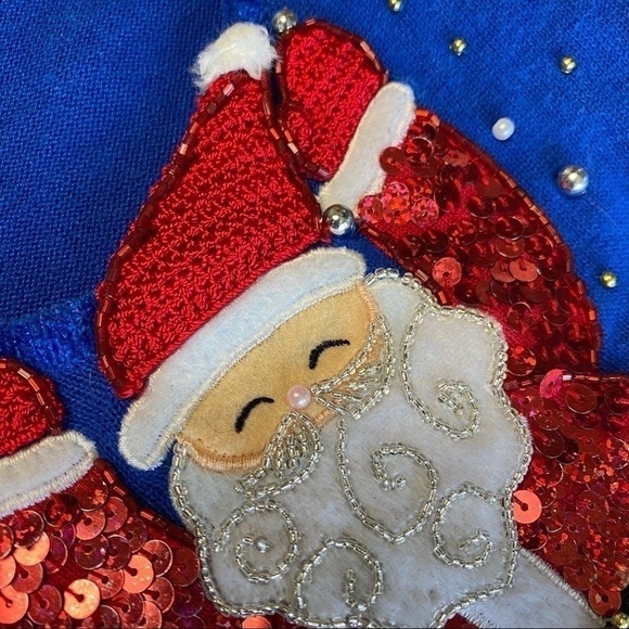 Santa Ugly/Cute Christmas V-Neck Sweater - Picture 6 of 16